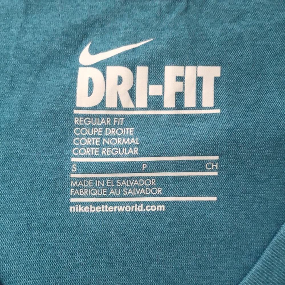 Nike‎ Dri-Fit T-Shirt Blue green Size Small V neck